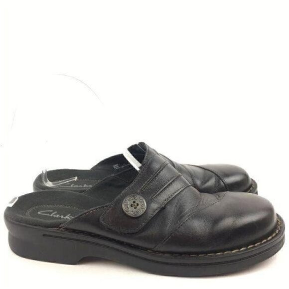 Clarks Flats Size 7 Leather Sticky Strap Mules - Picture 1 of 8